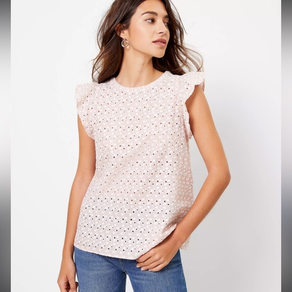 Loft eyelet flutter shell blouse size large excellent condition - Picture 2 of 7